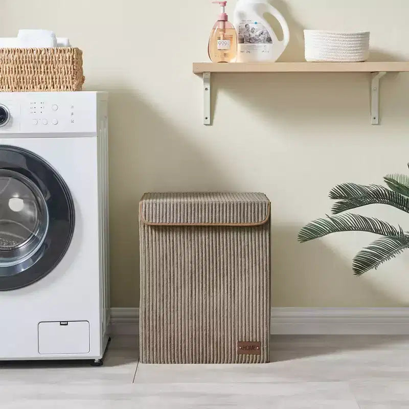 Danya B. Panier à linge pliable en velours côtelé, rangement de jouets