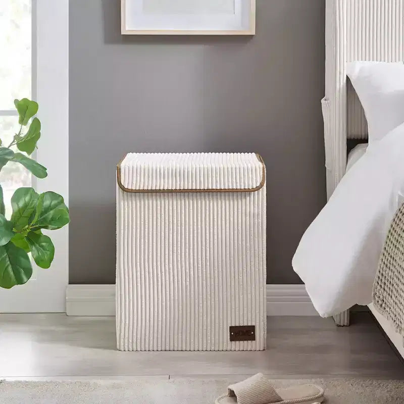 Danya B. Panier à linge pliable en velours côtelé, rangement de jouets