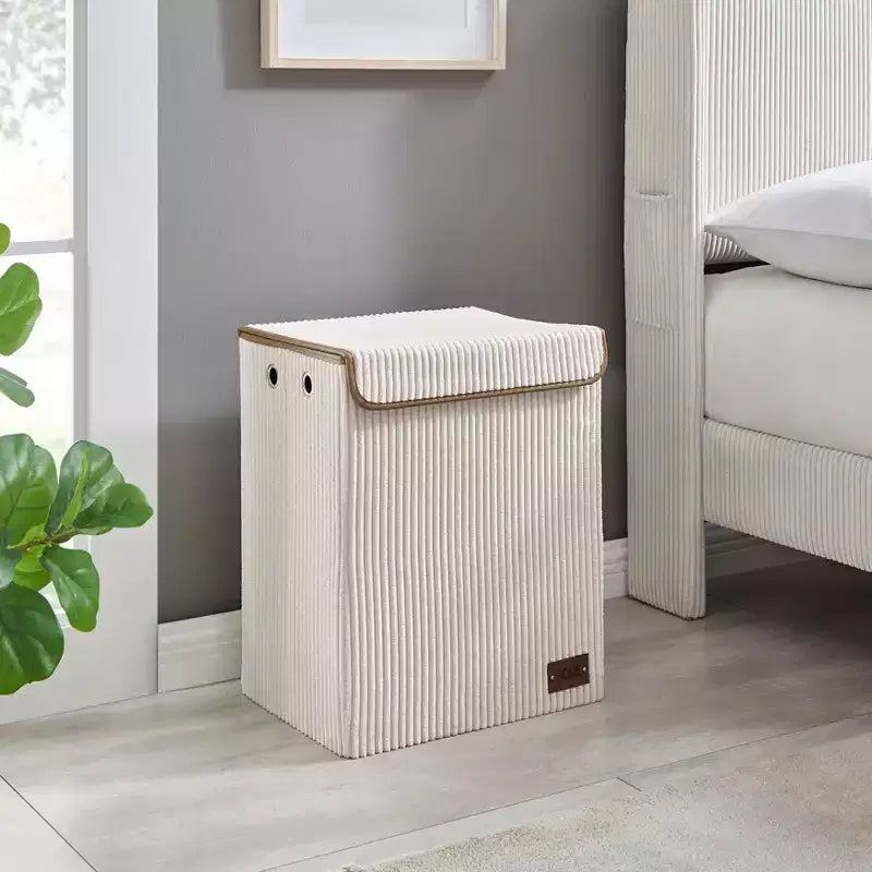 Danya B. Panier à linge pliable en velours côtelé, rangement de jouets