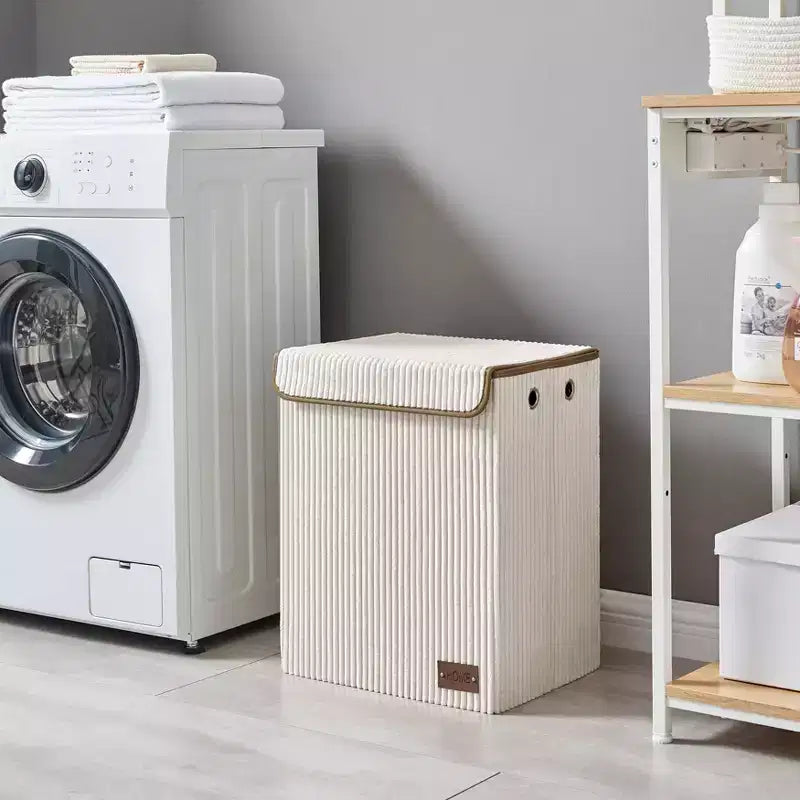 Danya B. Panier à linge pliable en velours côtelé, rangement de jouets