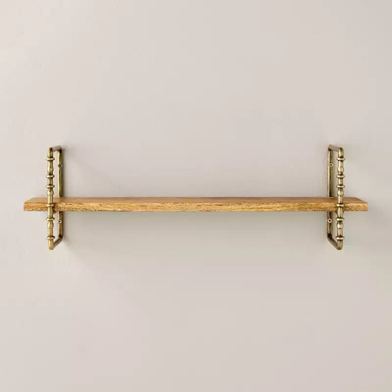 Turned Brass and Wood Wall Shelf - Hearth & Hand with Magnolia