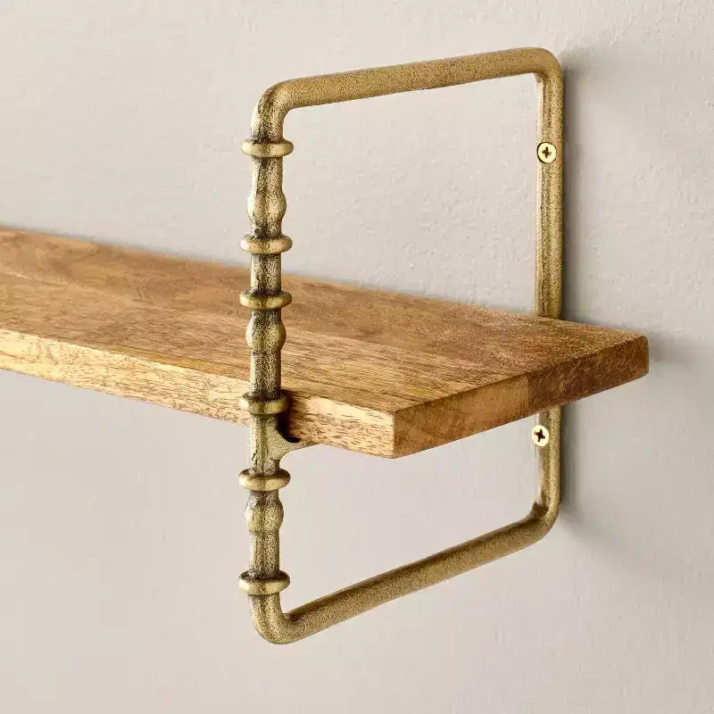 Étagère murale en laiton tourné et bois – Hearth & Hand avec Magnolia