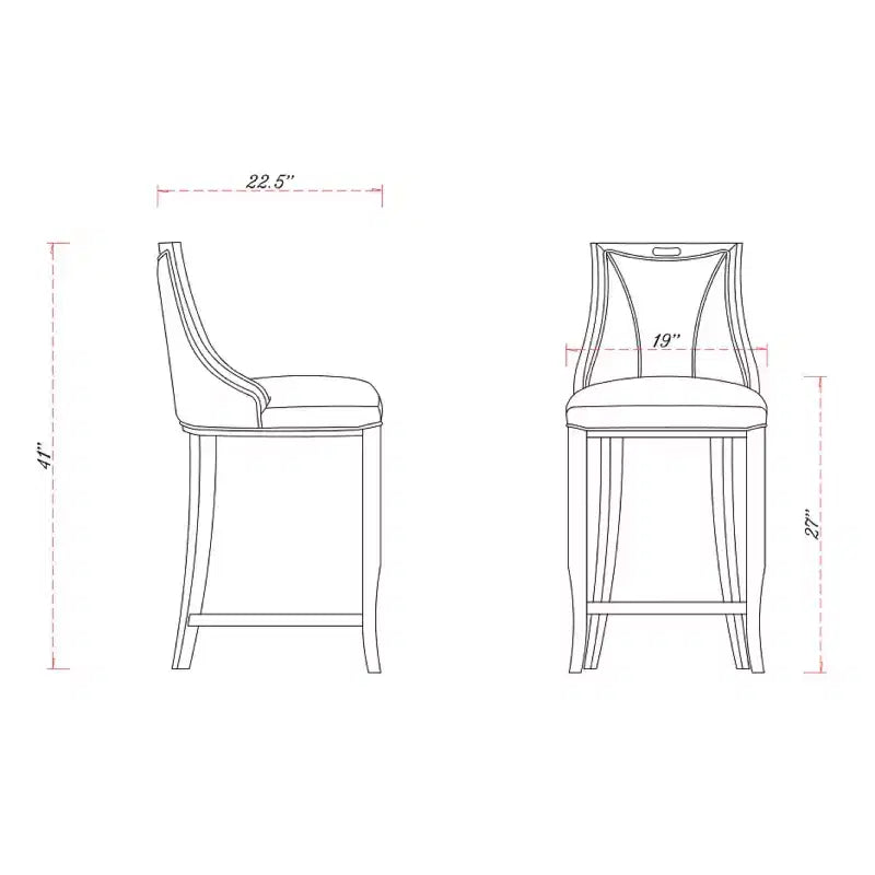 Lot de 3 tabourets de bar en bois de hêtre rembourrés Emperor - Manhattan Comfort