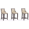 Set of 3 Emperor Upholstered Beech Wood Barstools - Manhattan Comfort