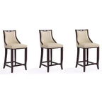 Set of 3 Emperor Upholstered Beech Wood Barstools - Manhattan Comfort