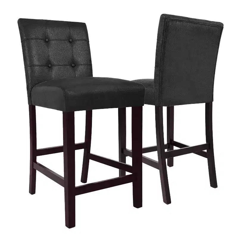 HomePop Lot de 2 tabourets de comptoir rembourrés en similicuir