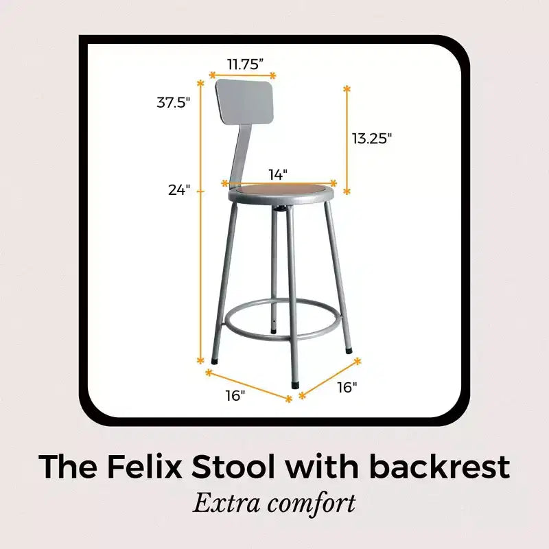 Tabouret de bar à hauteur de comptoir Hampden Furnishings, collection Felix, 24 po, en acier, avec dossier