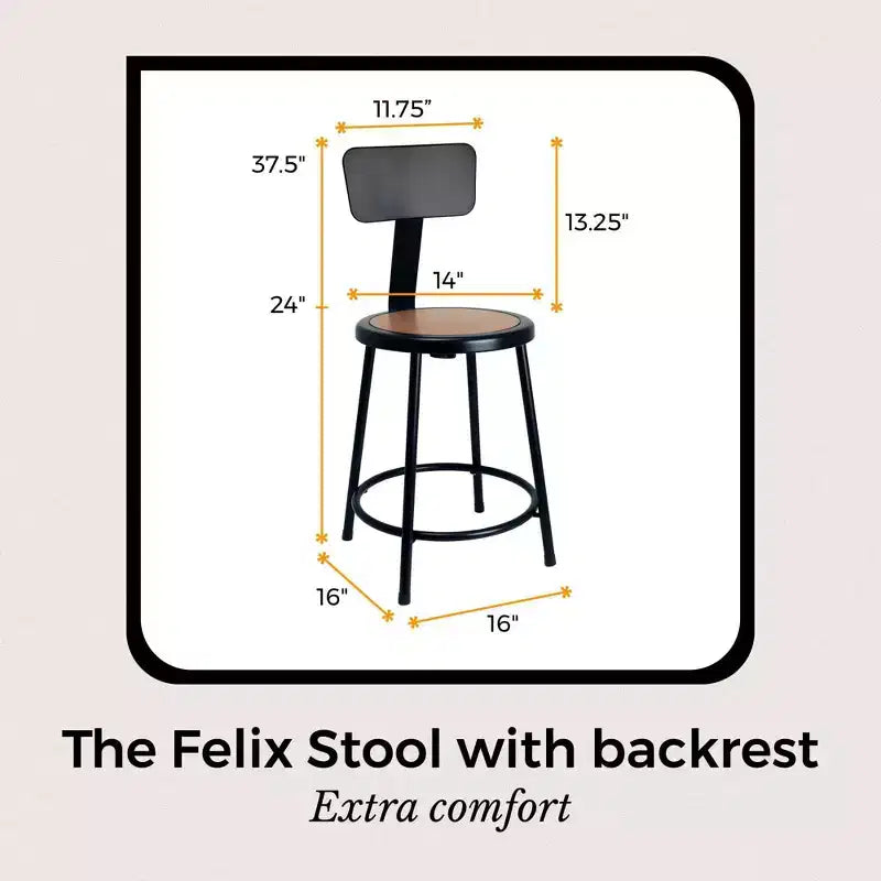 Tabouret de bar à hauteur de comptoir Hampden Furnishings, collection Felix, 24 po, en acier, avec dossier