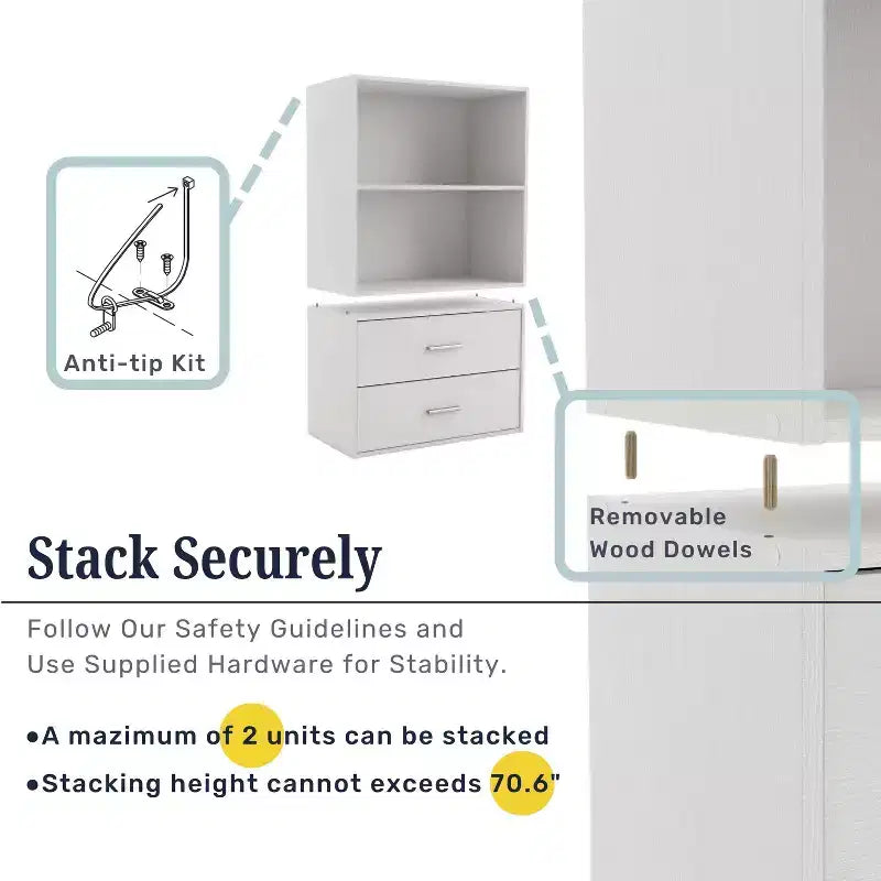 24/7 Shop At Home Étagère modulable et empilable 3 niveaux Silkpath Modern 35,3 po