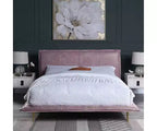 Lit Metis en cuir grainé rose Acme Furniture