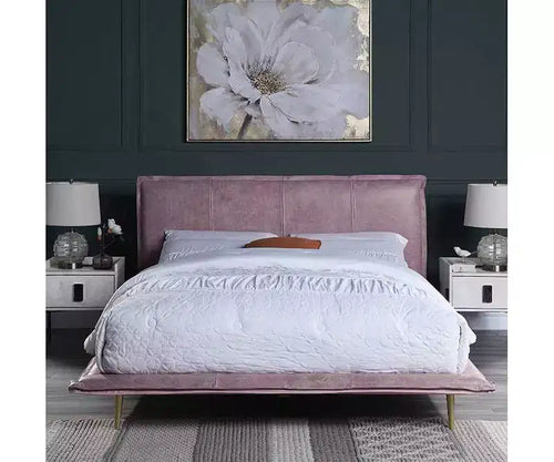 Lit Metis en cuir grainé rose Acme Furniture