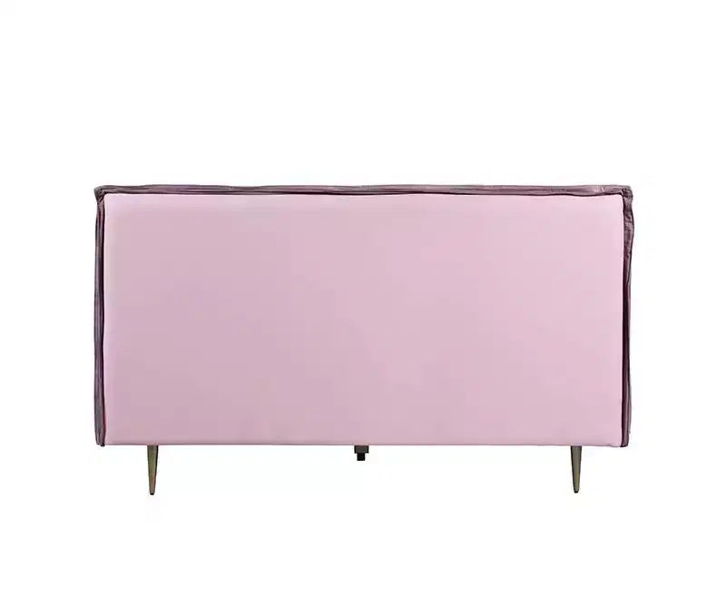 Lit Metis en cuir grainé rose Acme Furniture