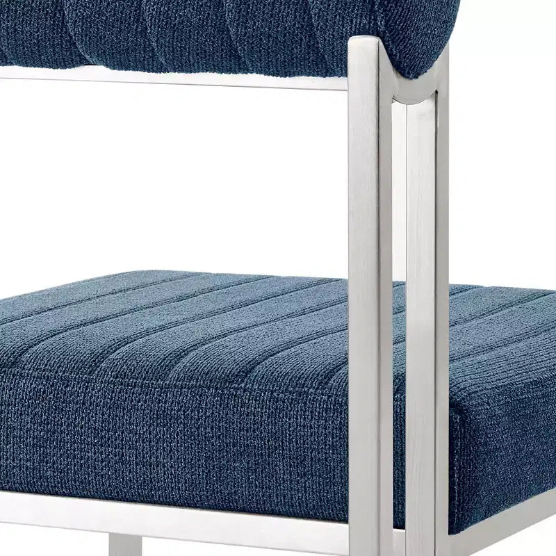Lot de 2 chaises de salle à manger Anastasia en acier inoxydable brossé et tissu d'Armen Living