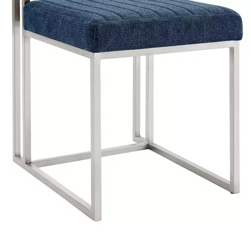 Lot de 2 chaises de salle à manger Anastasia en acier inoxydable brossé et tissu d'Armen Living