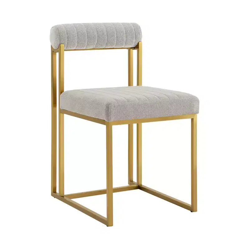 Lot de 2 chaises de salle à manger Anastasia en acier inoxydable brossé et tissu d'Armen Living