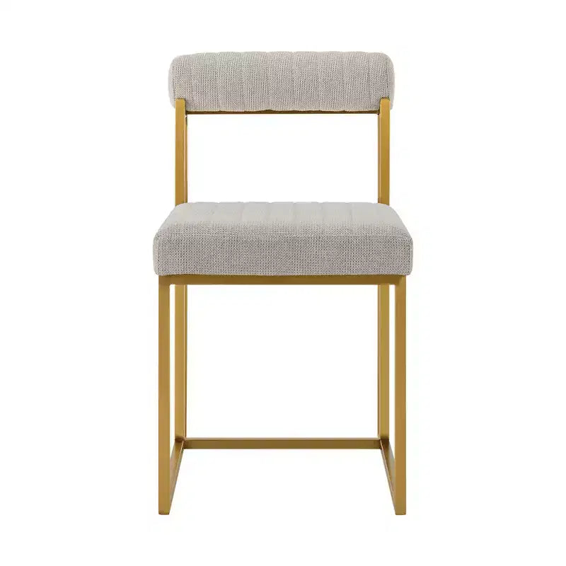 Lot de 2 chaises de salle à manger Anastasia en acier inoxydable brossé et tissu d'Armen Living