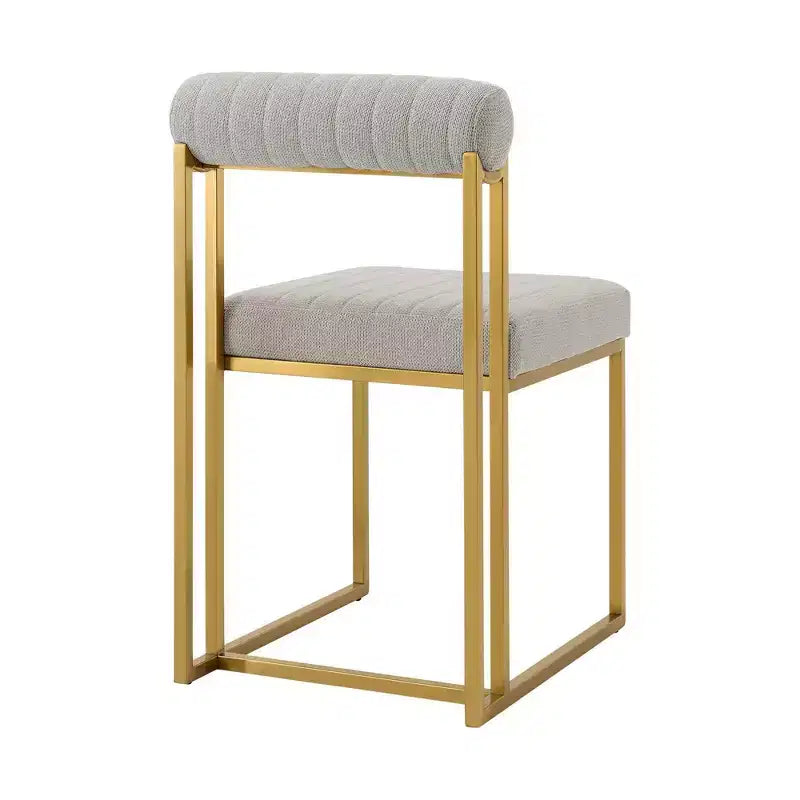 Lot de 2 chaises de salle à manger Anastasia en acier inoxydable brossé et tissu d'Armen Living