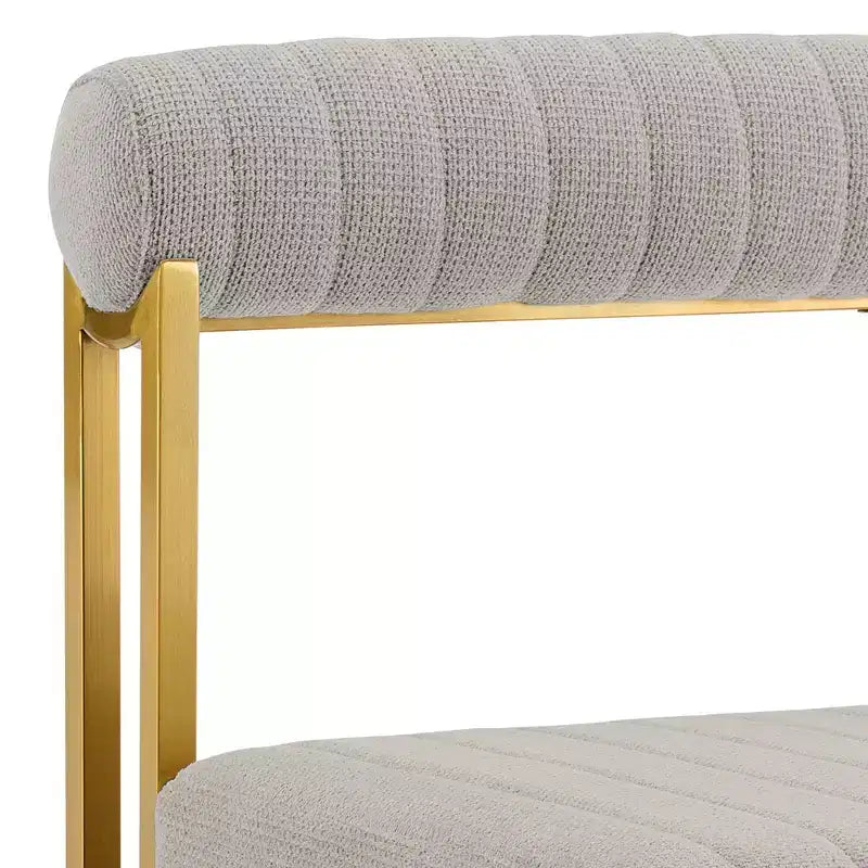 Lot de 2 chaises de salle à manger Anastasia en acier inoxydable brossé et tissu d'Armen Living