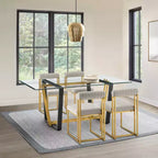 Lot de 2 chaises de salle à manger Anastasia en acier inoxydable brossé et tissu d'Armen Living