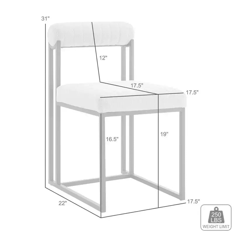 Lot de 2 chaises de salle à manger Anastasia en acier inoxydable brossé et tissu d'Armen Living