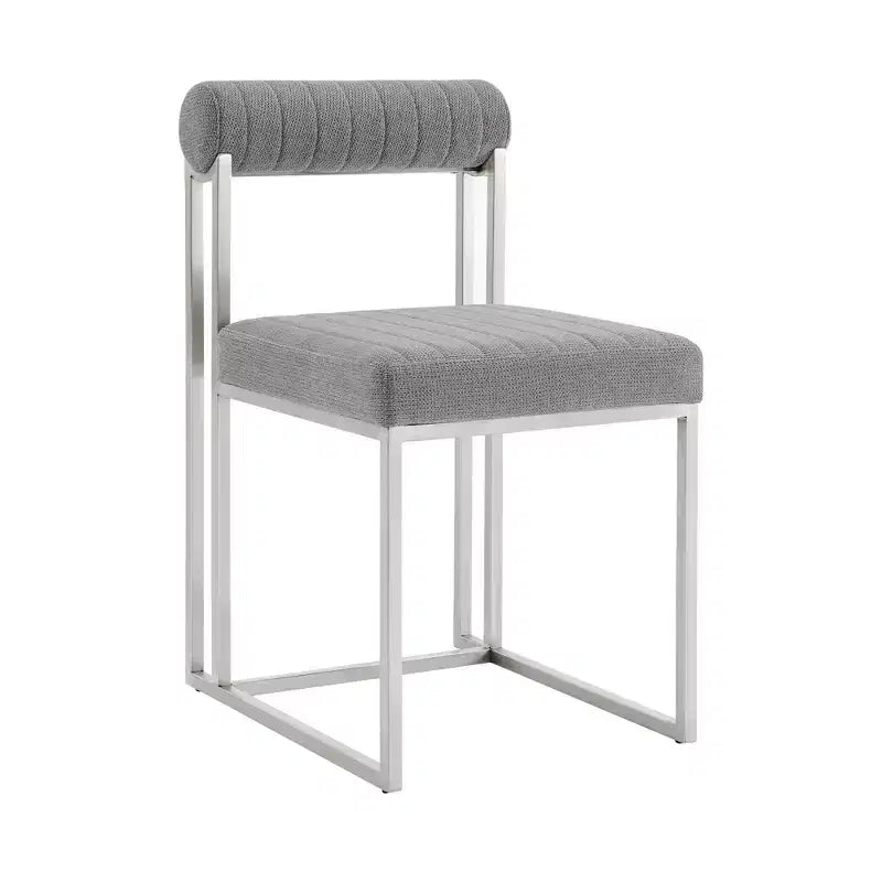 Lot de 2 chaises de salle à manger Anastasia en acier inoxydable brossé et tissu d'Armen Living