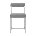 Lot de 2 chaises de salle à manger Anastasia en acier inoxydable brossé et tissu d'Armen Living