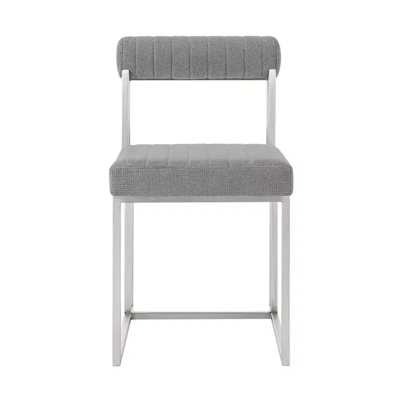Lot de 2 chaises de salle à manger Anastasia en acier inoxydable brossé et tissu d'Armen Living