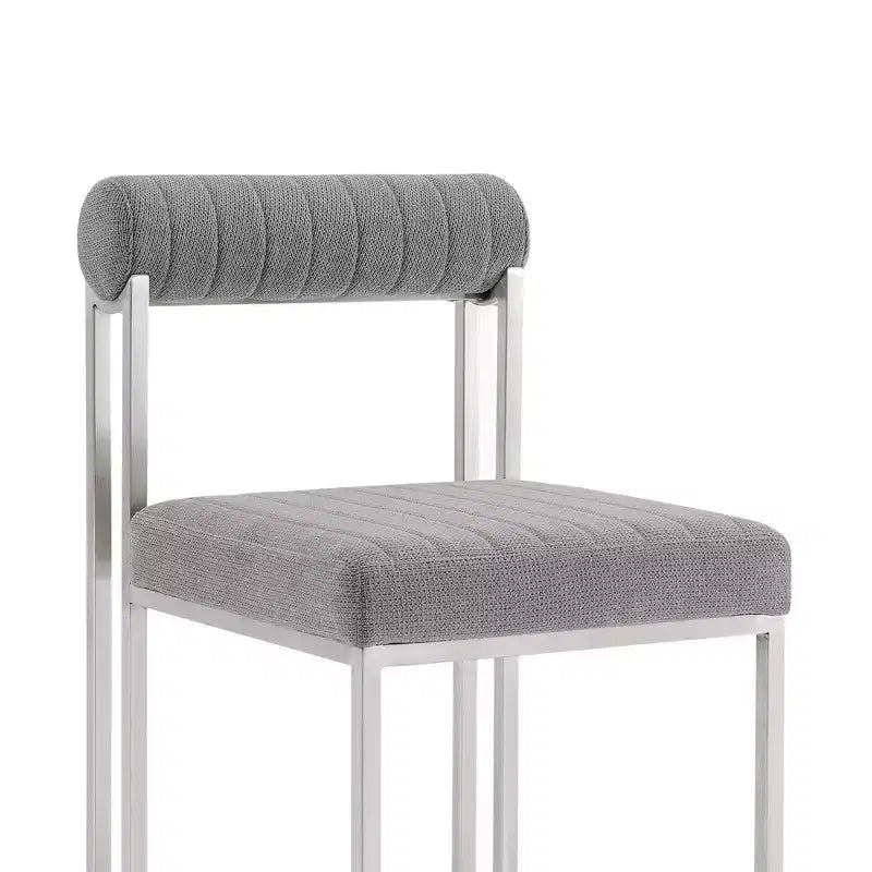 Lot de 2 chaises de salle à manger Anastasia en acier inoxydable brossé et tissu d'Armen Living