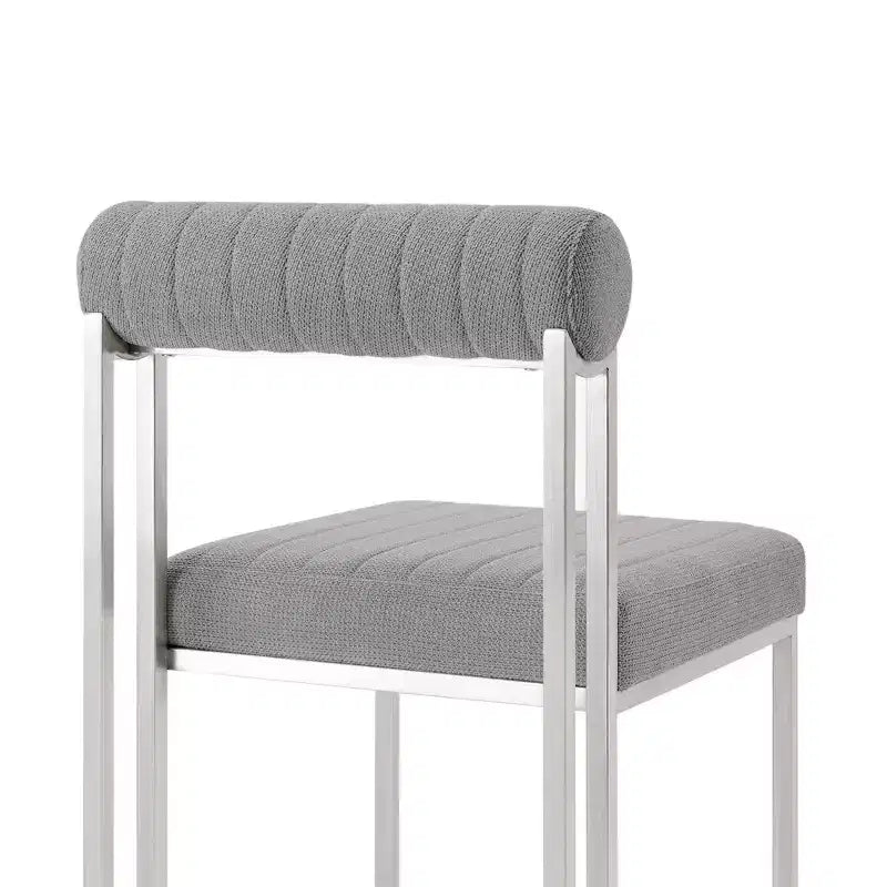 Lot de 2 chaises de salle à manger Anastasia en acier inoxydable brossé et tissu d'Armen Living