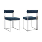 Lot de 2 chaises de salle à manger Anastasia en acier inoxydable brossé et tissu d'Armen Living