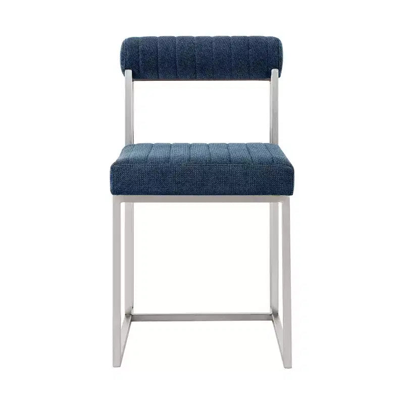 Lot de 2 chaises de salle à manger Anastasia en acier inoxydable brossé et tissu d'Armen Living