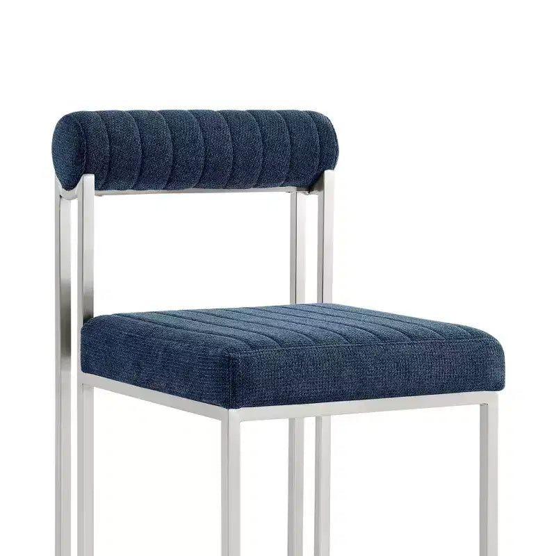 Lot de 2 chaises de salle à manger Anastasia en acier inoxydable brossé et tissu d'Armen Living