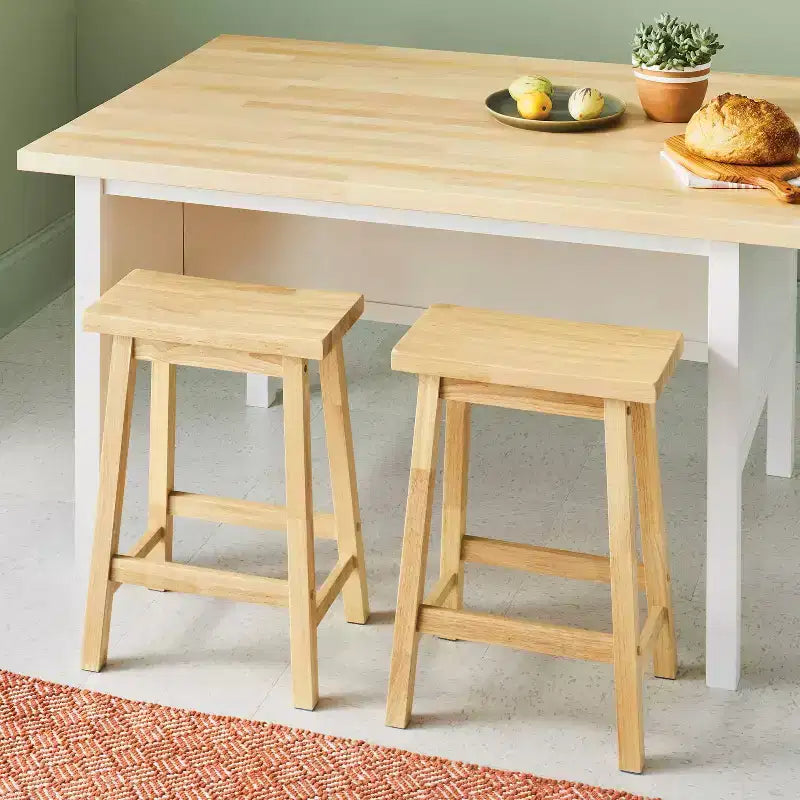 Lot de 2 tabourets de bar sans dossier en bois massif de 24 pouces de hauteur pour comptoir – Room Essentials