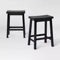 Set of 2 24 Solid Wood Backless Saddle Counter Height Barstools - Room Essentials