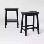 Set of 2 24 Solid Wood Backless Saddle Counter Height Barstools - Room Essentials