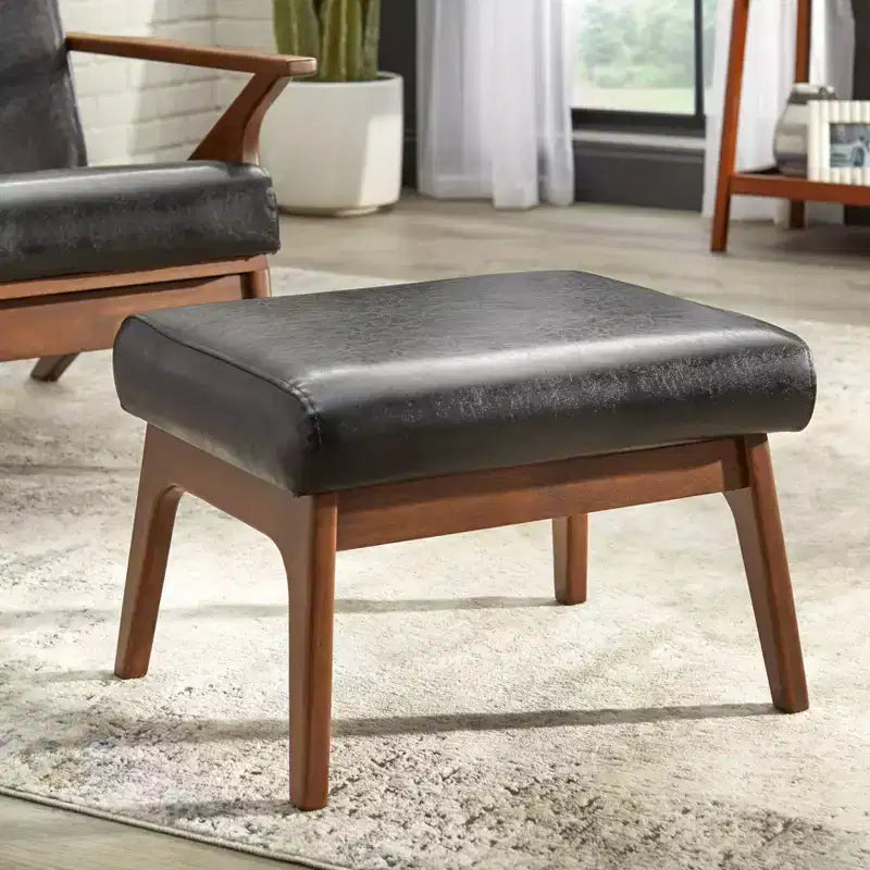 Buylateral Bianca Pouf ottoman en similicuir style Mid-century Modern