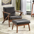Buylateral Bianca Pouf ottoman en similicuir style Mid-century Modern