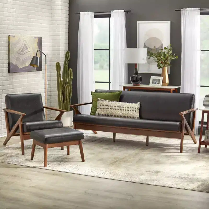 Buylateral Bianca Pouf ottoman en similicuir style Mid-century Modern