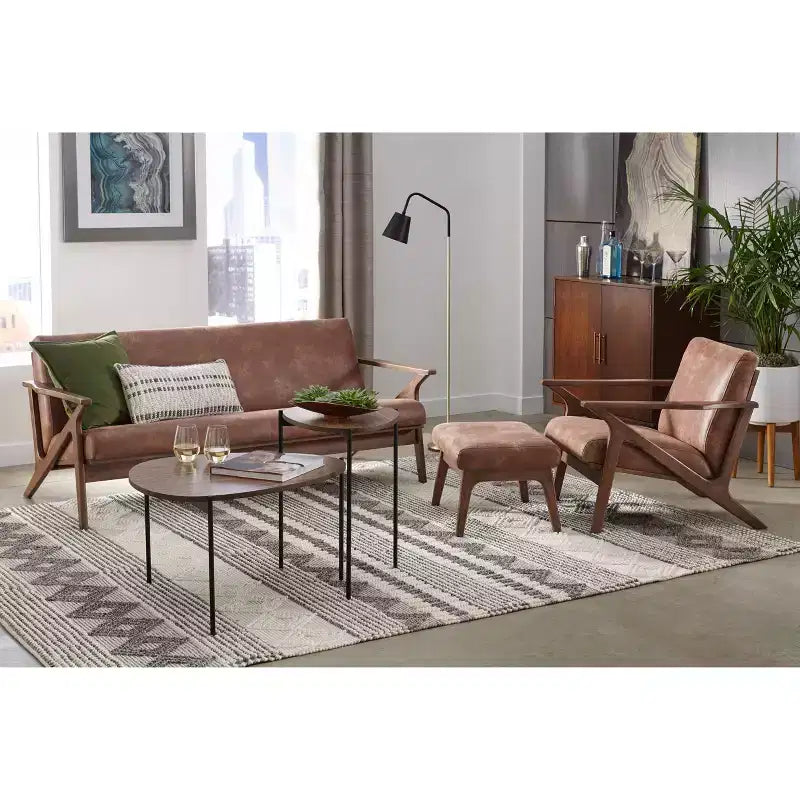 Buylateral Bianca Pouf ottoman en similicuir style Mid-century Modern