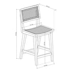23.62 Tormod Backed Cane Tabouret de bar avec repose-pieds hauteur comptoir – Threshold
