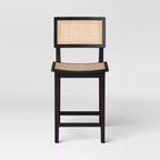 23.62 Tormod Backed Cane Tabouret de bar avec repose-pieds hauteur comptoir – Threshold