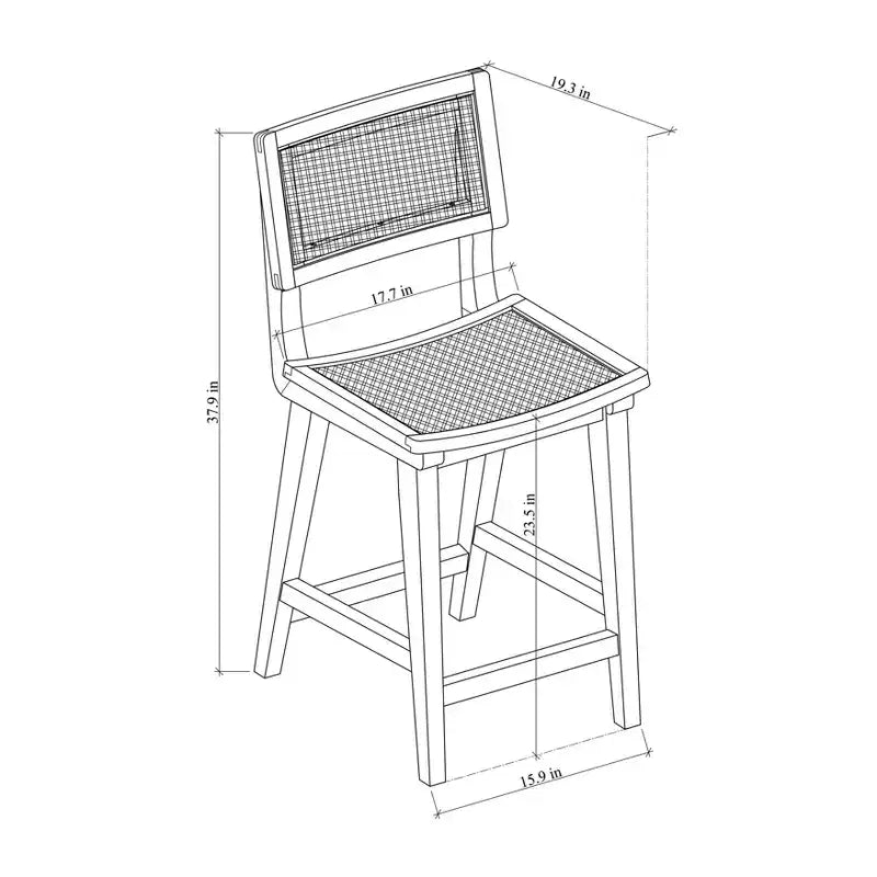 23.62 Tormod Backed Cane Tabouret de bar avec repose-pieds hauteur comptoir – Threshold
