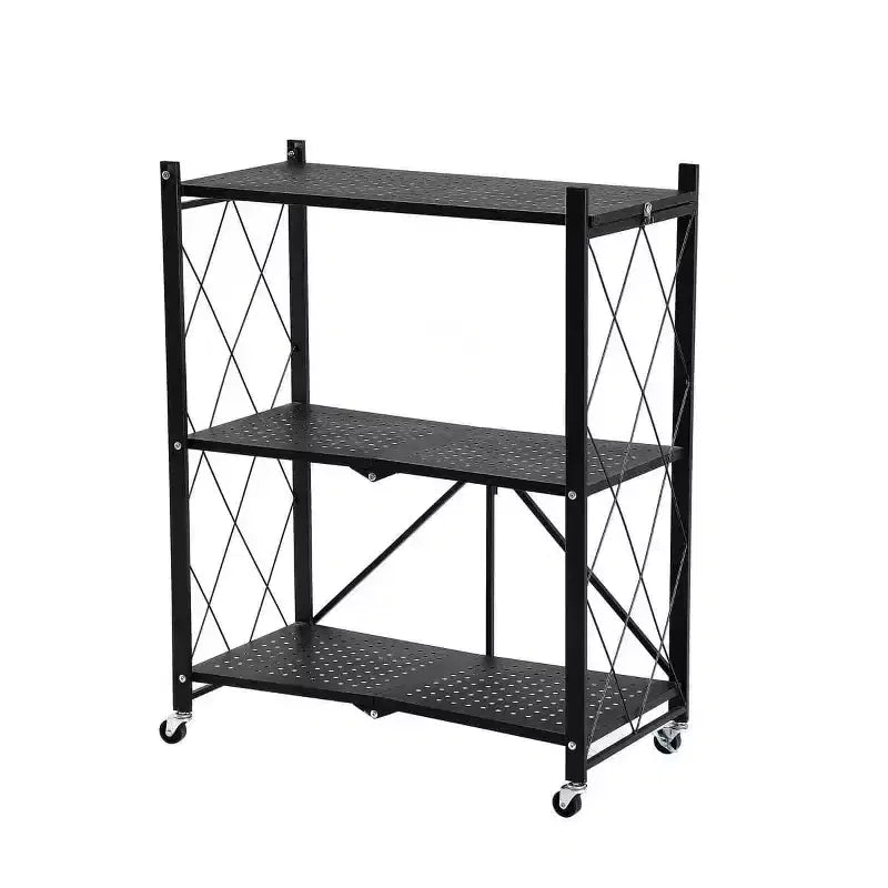 J&V TEXTILES Assembled Foldable Metal Storage Shelving Unit Black