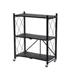 J&V TEXTILES Assembled Foldable Metal Storage Shelving Unit Black