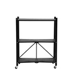 J&V TEXTILES Unité d'étagères de rangement en métal pliable assemblée Noire