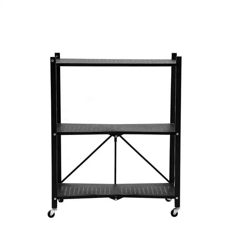 J&V TEXTILES Unité d'étagères de rangement en métal pliable assemblée Noire