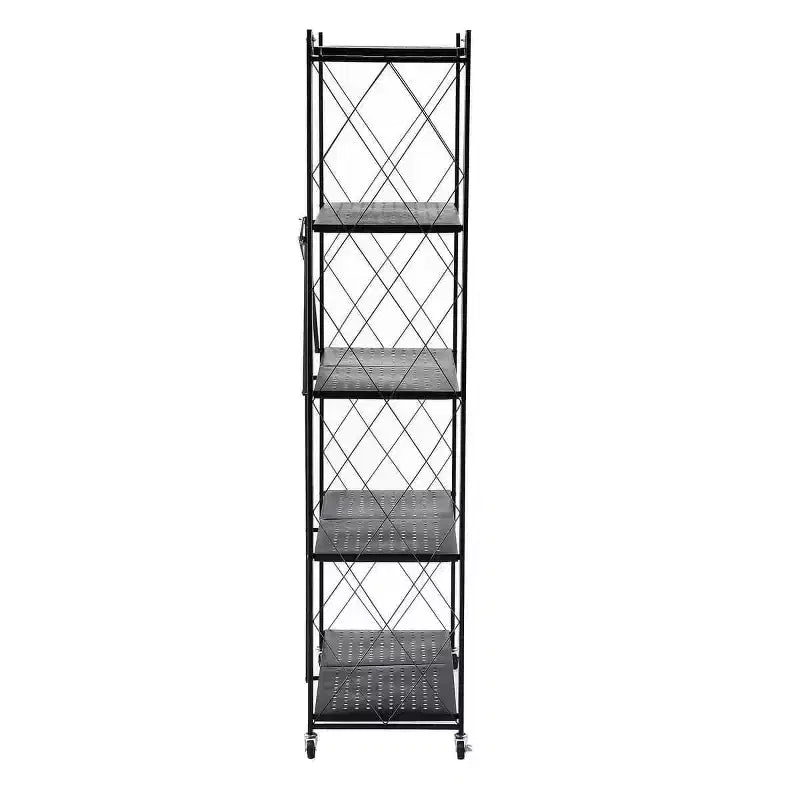 J&V TEXTILES Unité d'étagères de rangement en métal pliable assemblée Noire