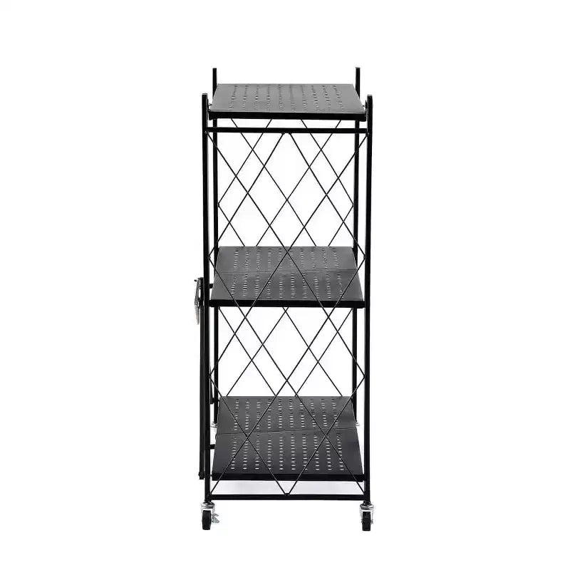 J&V TEXTILES Unité d'étagères de rangement en métal pliable assemblée Noire
