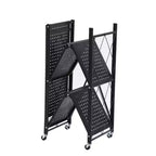 J&V TEXTILES Unité d'étagères de rangement en métal pliable assemblée Noire