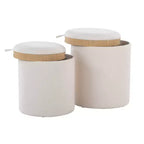 LumiSource Tray Lot de poufs gigognes Tissu/Bois naturel